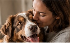 A dog owner and her dog